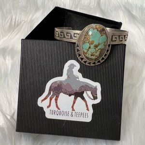 Authentic Silver Turquoise Cuff Aztec Tribal Boho